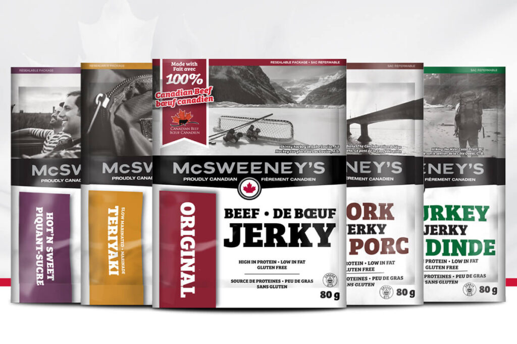 image showing a selection of packages designed for the McSweeney's 80 gram jerky category