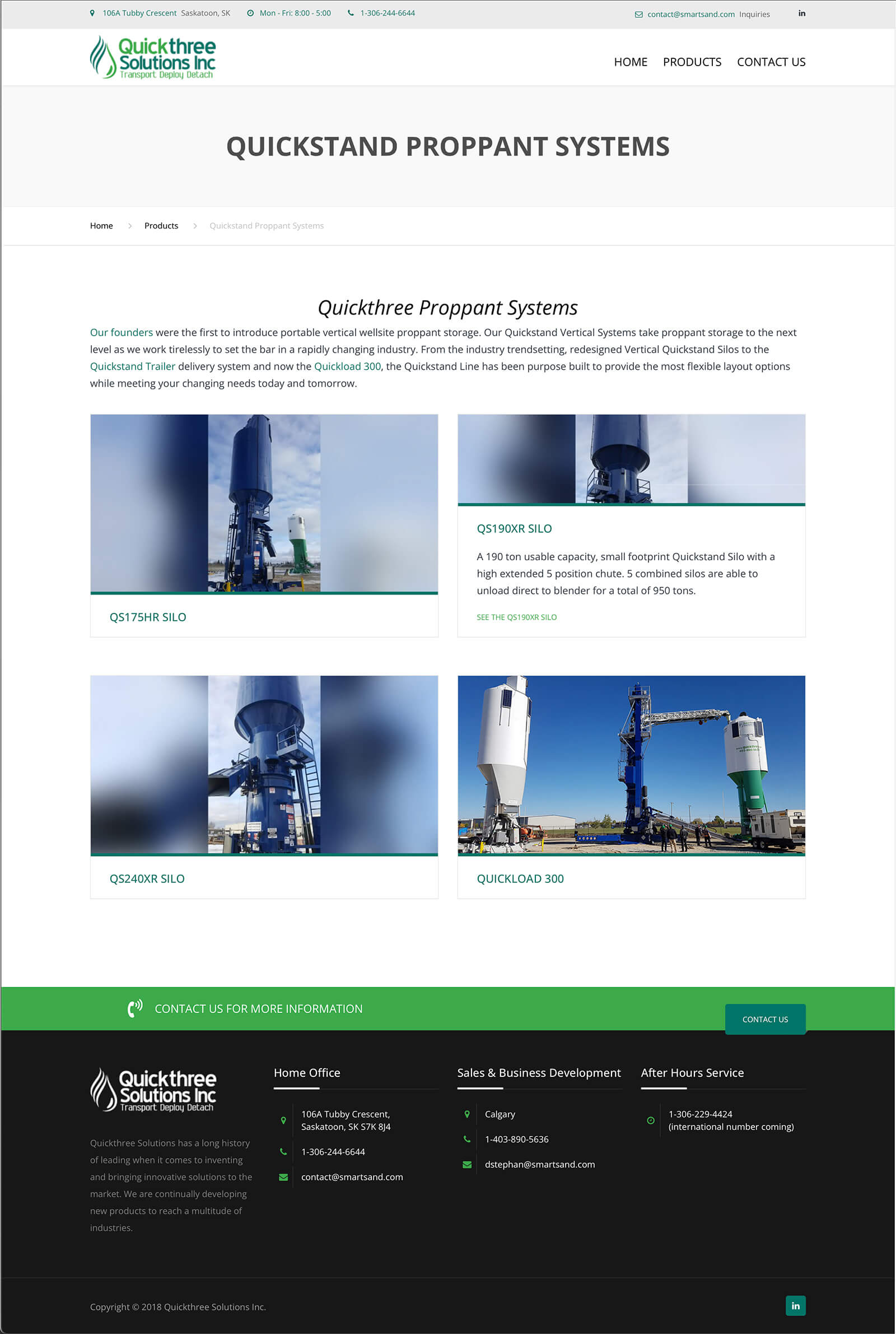 A composite image of the product category page for the Quickthree Solutions website