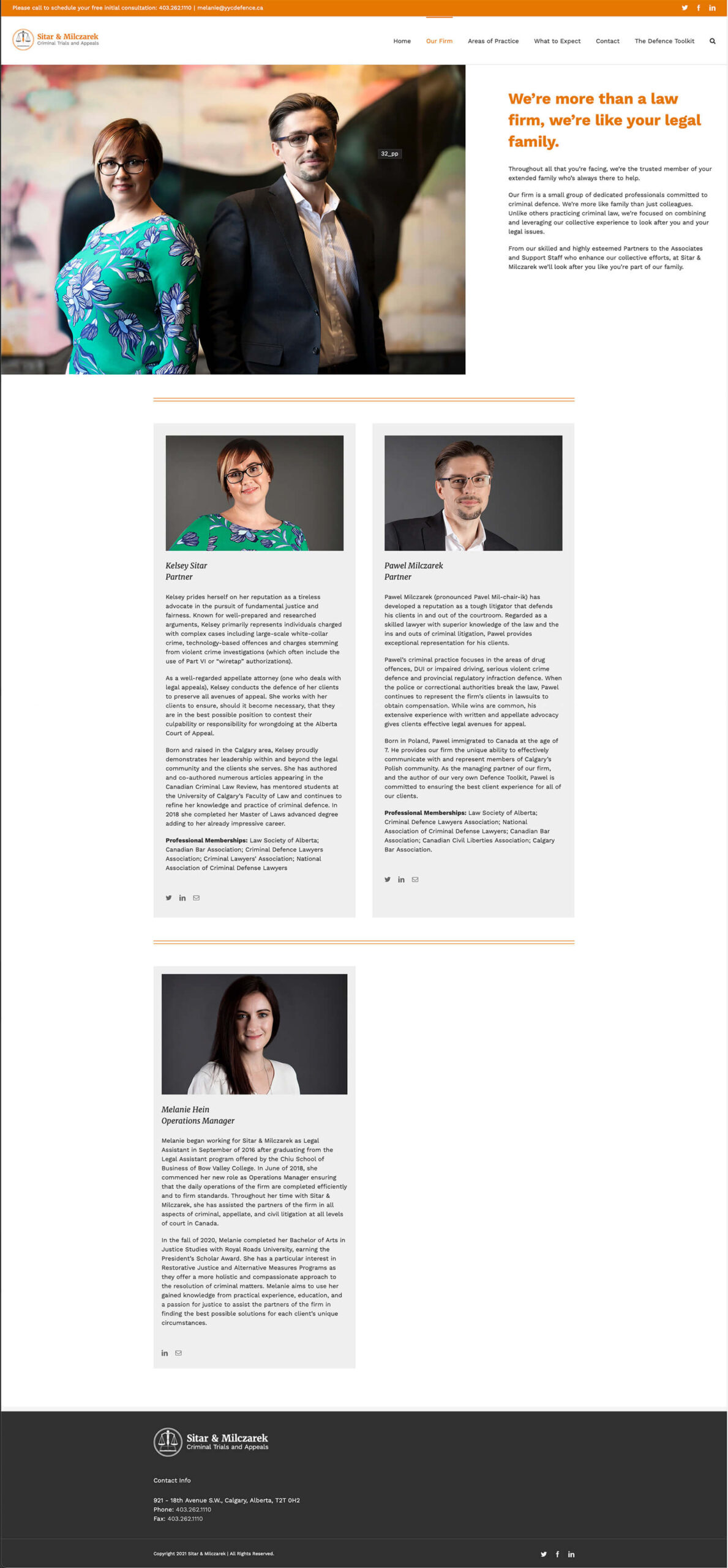 A composite image of the Our Firm/About page for the Sitar Milczarek website