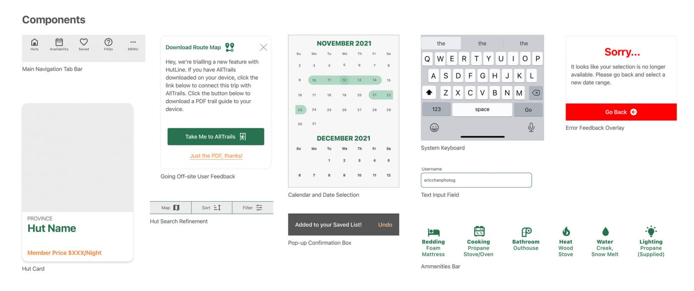 An image showing cards, icons and other components used in the design system